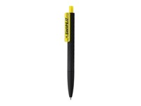 Trendy pen met rubberen coating , zwarte coating en transparante clip